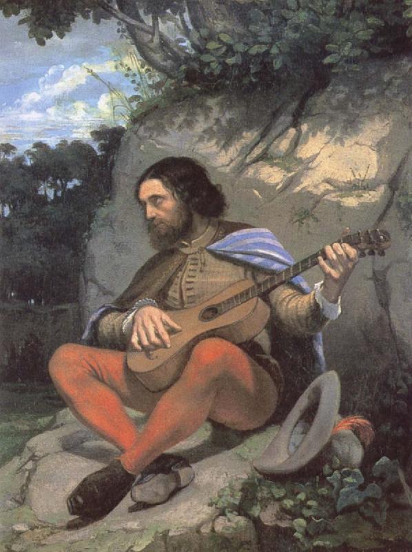 Gustave Courbet Young man in a Landscape or The Guitarreor Spain oil painting art